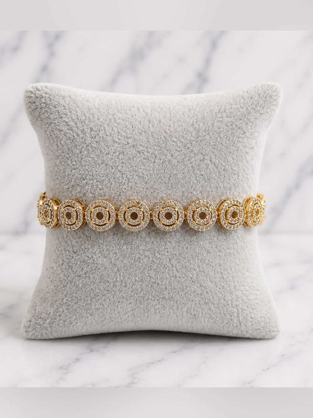 18K Gold Filled Bracelet | AAA CZ Halo Link Bracelet | 7” | NWOT